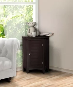 TeamsonUS Teamson Home Glancy Wooden Corner Floor Cabinet With Shutter Door, Dark Brown