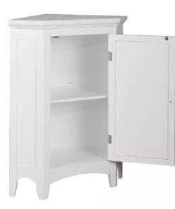TeamsonUS Teamson Home Glancy Wooden Corner Floor Cabinet With Shutter Door, White