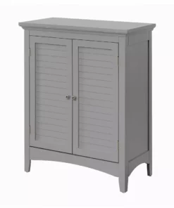 TeamsonUS Teamson Home Glancy Wooden Floor Cabinet With Shutter Doors And Adjustable Shelves, Gray New