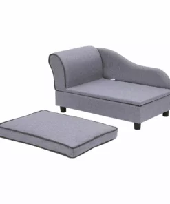 TeamsonUS Teamson Pets Chaise Lounge Dog Bed With Storage For Small And Medium Dogs, Gray