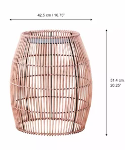 TeamsonUS Teamson Home Large Round Outdoor Patio Bamboo Side Table With Iron Top, Brown