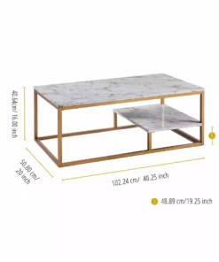 TeamsonUS Teamson Home Marmo Modern Marble-Look Coffee Table With Shelf, Marble/Brass 9 TeamsonUS Teamson Home Marmo Modern Marble-Look Coffee Table With Shelf, Marble/Brass