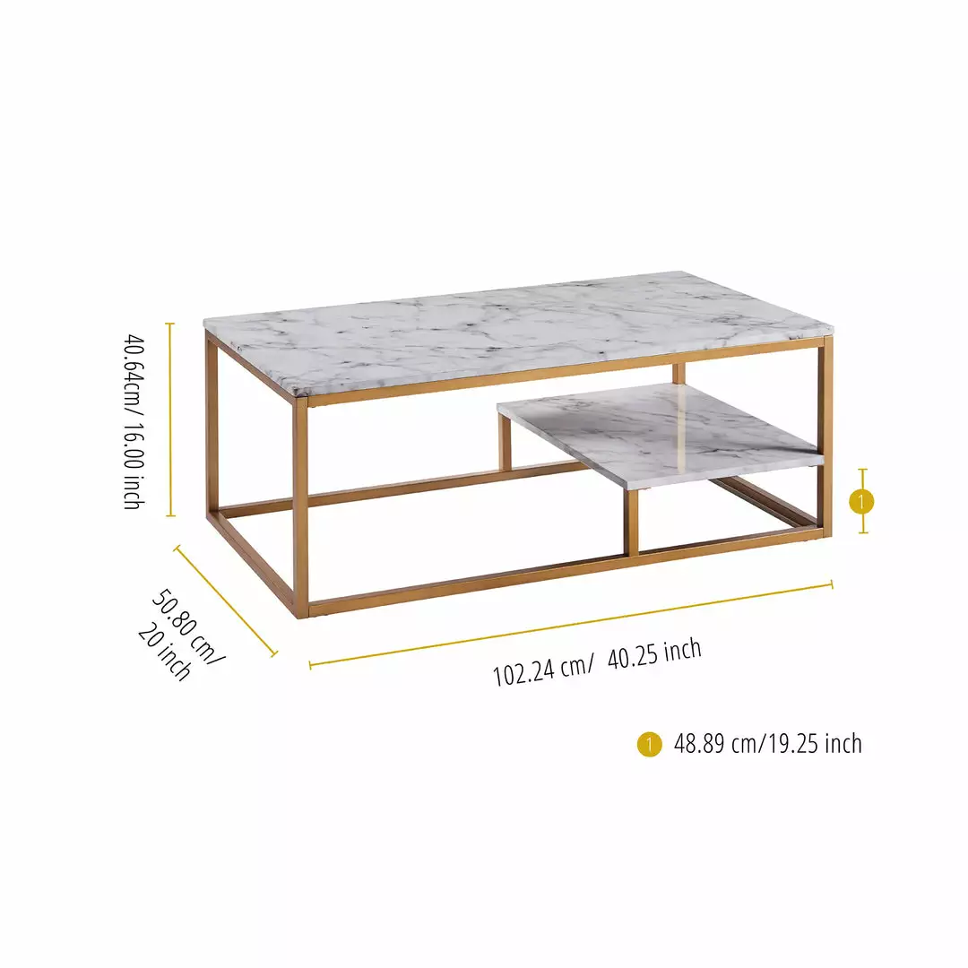 TeamsonUS Teamson Home Marmo Modern Marble-Look Coffee Table With Shelf, Marble/Brass 5 TeamsonUS Teamson Home Marmo Modern Marble-Look Coffee Table With Shelf, Marble/Brass