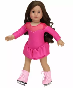 TeamsonUS Sophia's Faux Leather Ice Skates With Ties For 18