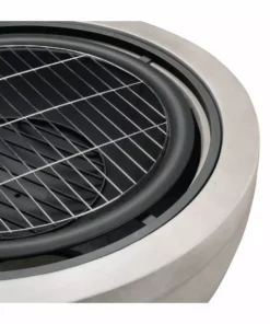 TeamsonUS Teamson Home 30" Outdoor Round Wood Burning Fire Pit With Faux Concrete Base, Gray 12 TeamsonUS Teamson Home 30