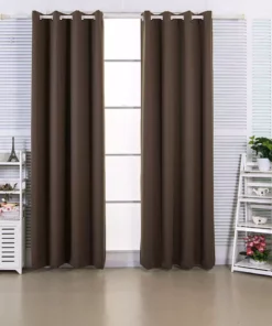 TeamsonUS Teamson Home 63" Edessa Premium Solid Insulated Thermal Blackout Window Curtain Panels With Grommets, Hazelnut Brown