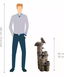 TeamsonUS Teamson Home Outdoor Tiered Pelican And Wooden Post Waterfall Fountain, Brown 10 TeamsonUS Teamson Home Outdoor Tiered Pelican And Wooden Post Waterfall Fountain, Brown