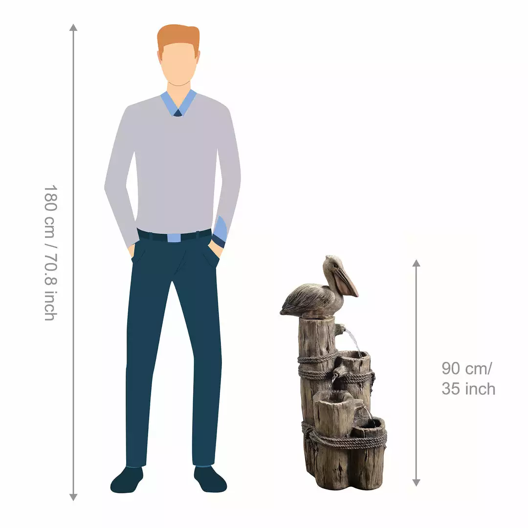 TeamsonUS Teamson Home Outdoor Tiered Pelican And Wooden Post Waterfall Fountain, Brown 6 TeamsonUS Teamson Home Outdoor Tiered Pelican And Wooden Post Waterfall Fountain, Brown