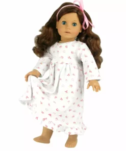 TeamsonUS Sophia's Floral Print Nightgown For 18'' Dolls, White