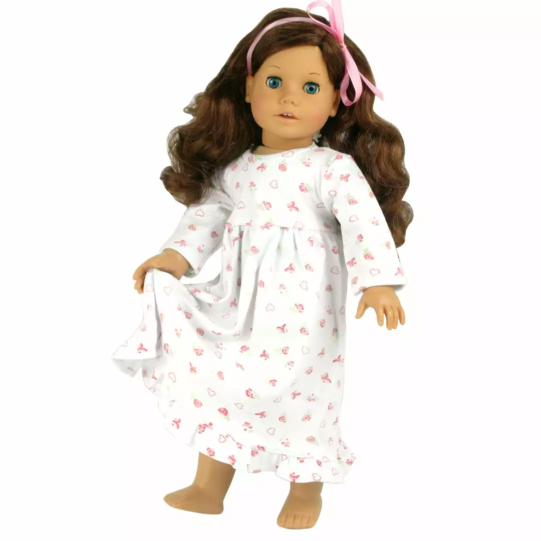 TeamsonUS Sophia's Floral Print Nightgown For 18'' Dolls, White 3 TeamsonUS Sophia's Floral Print Nightgown For 18'' Dolls, White