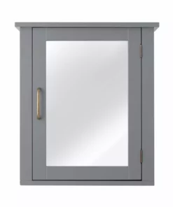 TeamsonUS Teamson Home Mercer Mid Century Modern Wooden Removable Medicine Cabinet, Gray