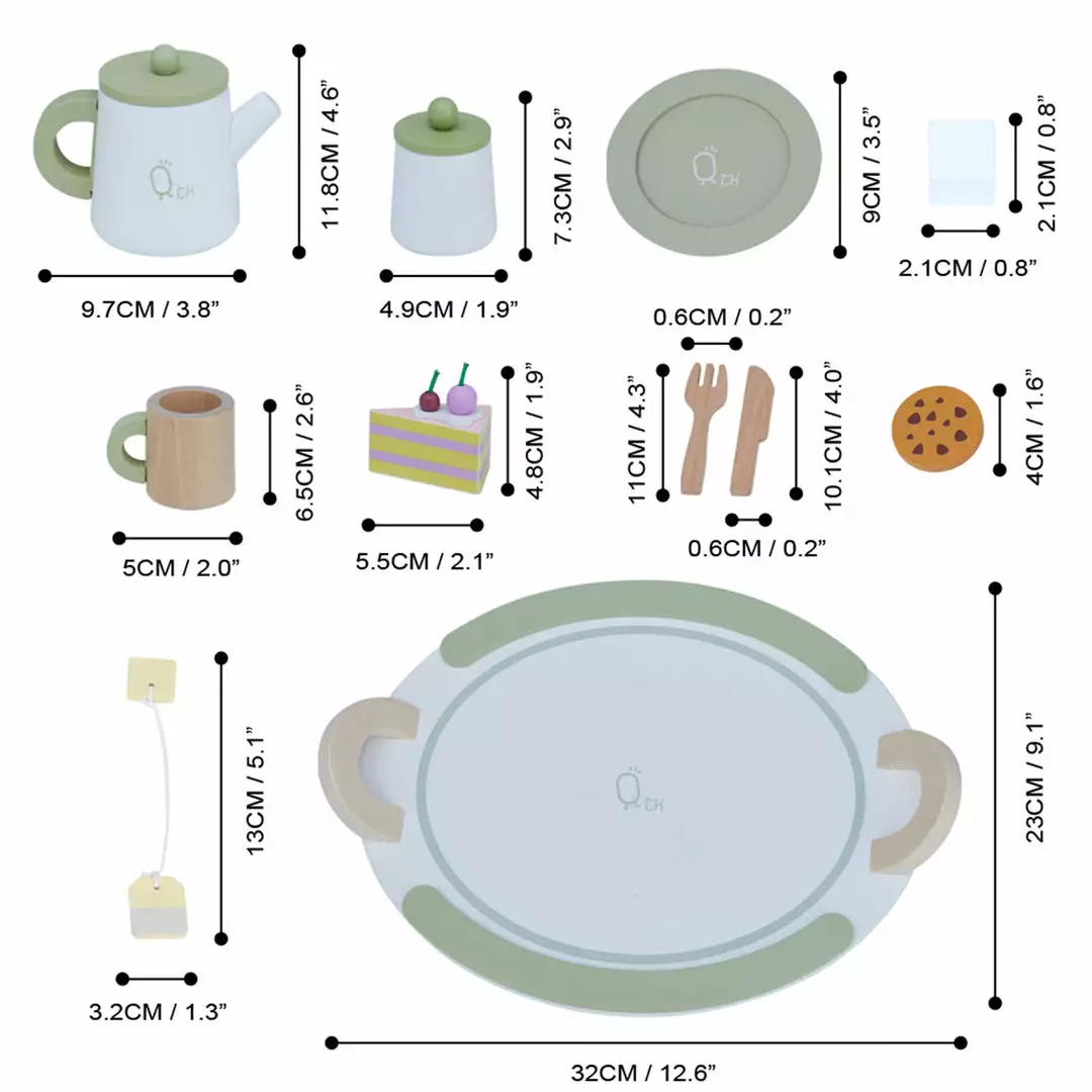 TeamsonUS Teamson Kids Little Chef Frankfurt 20 Piece Wooden Play Kitchen Tea Party Set, Green 5 TeamsonUS Teamson Kids Little Chef Frankfurt 20 Piece Wooden Play Kitchen Tea Party Set, Green