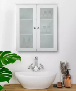 TeamsonUS Teamson Home Connor 2 Door Floor Cabinet With 3 Shelves, White