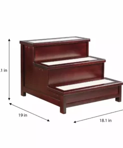 TeamsonUS Teamson Home Mahogany Wood Pet Stairs For Dog Or Cat