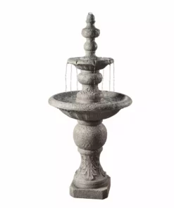 TeamsonUS Teamson Home Icy Stone 2-Tier Waterfall Garden Fountain, Gray