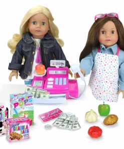TeamsonUS Kids Sophia's Cash Register, Grocery Food And Money Set For 18
