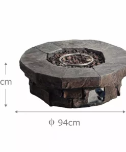 TeamsonUS Teamson Home Outdoor Circular Stone-Look Propane Gas Fire Pit, Slate Gray 9 TeamsonUS Teamson Home Outdoor Circular Stone-Look Propane Gas Fire Pit, Slate Gray