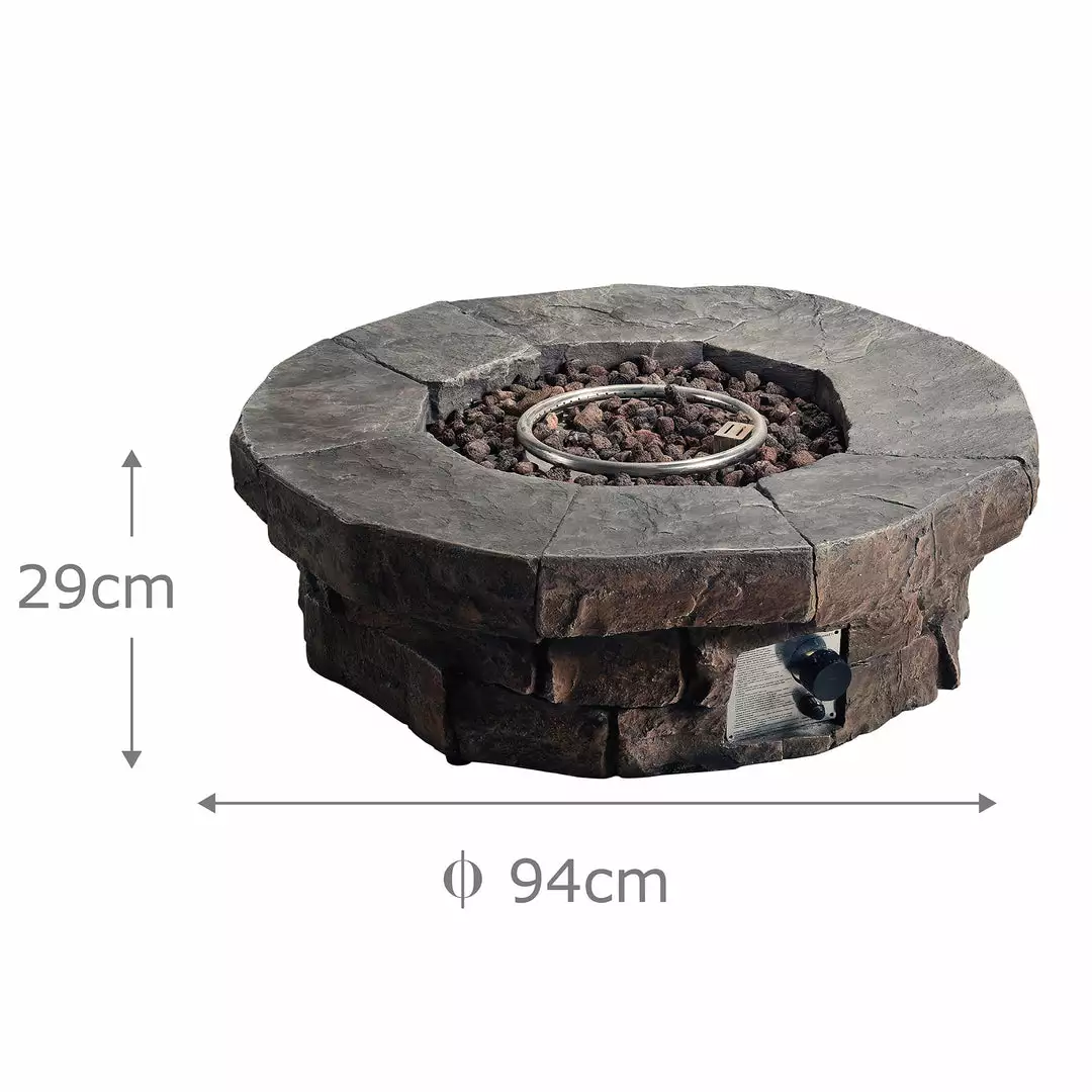 TeamsonUS Teamson Home Outdoor Circular Stone-Look Propane Gas Fire Pit, Slate Gray 5 TeamsonUS Teamson Home Outdoor Circular Stone-Look Propane Gas Fire Pit, Slate Gray