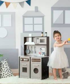 TeamsonUS Teamson Kids Little Chef Burgundy Classic Play Kitchen, Expresso/Black