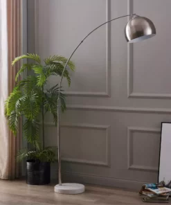 TeamsonUS Teamson Home Arquer Arc 68" Metal Floor Lamp With Bell Shade, Polished Nickel 12 TeamsonUS Teamson Home Arquer Arc 68