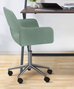 TeamsonUS Teamson Home Modern Fabric Office Chair With Adjustable Ergonomic Seat, Swivel Base, And Wheels, Mint/Chrome