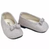 TeamsonUS Sophia's Flat Glitter Shoes With Bow For 18" Dolls, Silver 2 TeamsonUS Sophia's Flat Glitter Shoes With Bow For 18" Dolls, Silver