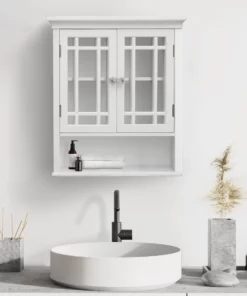 TeamsonUS Teamson Home Neal Removable Wooden Wall Cabinet With 2 Glass Doors, White 20 TeamsonUS Teamson Home Neal Removable Wooden Wall Cabinet With 2 Glass Doors, White