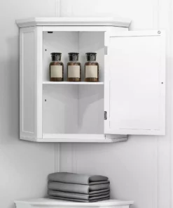 TeamsonUS Teamson Home Glancy Wooden Corner Wall Cabinet With Shutter Door, White 13 TeamsonUS Teamson Home Glancy Wooden Corner Wall Cabinet With Shutter Door, White