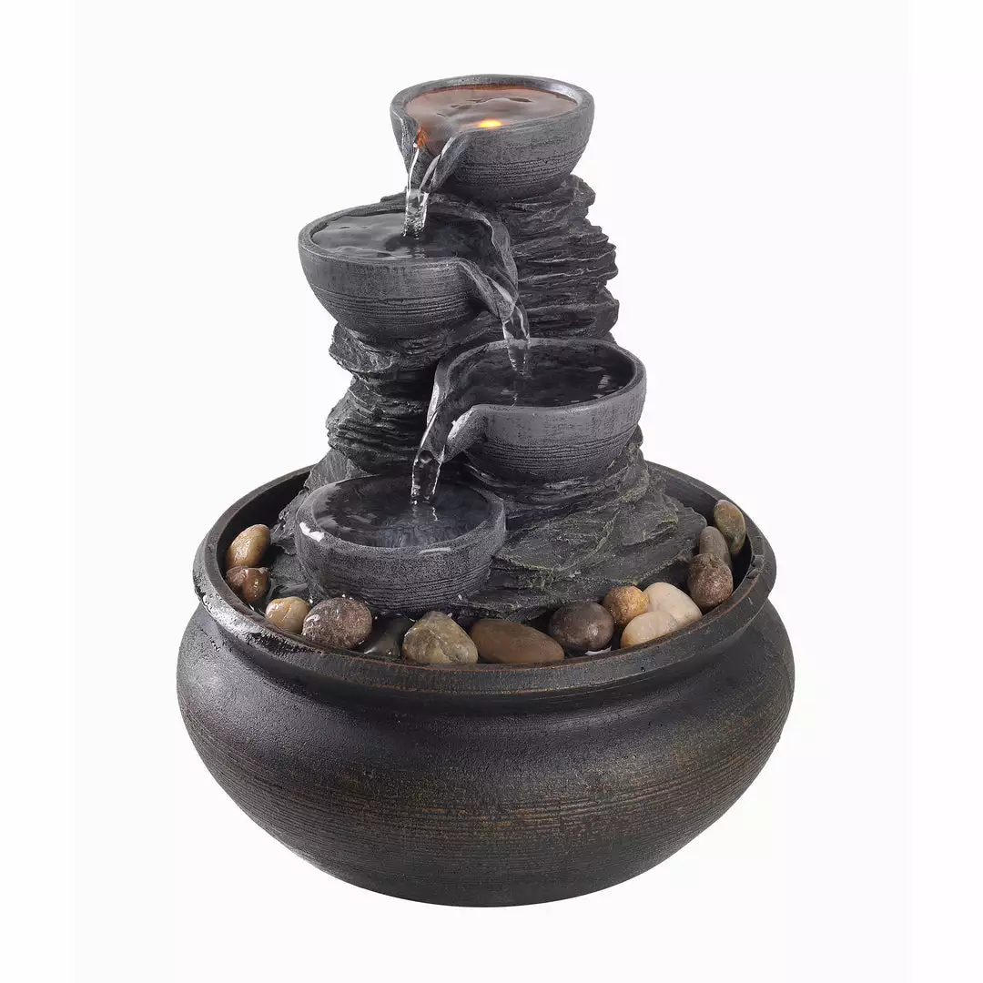 TeamsonUS Teamson Home Tabletop Fountain With LED Light, Stone Gray 8 TeamsonUS Teamson Home Tabletop Fountain With LED Light, Stone Gray