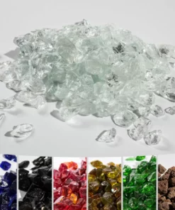 TeamsonUS Teamson Home 1/2 Inch Reflective Fire Glass For Fire Pits 9 Lb / 4 Kg Bag, Clear