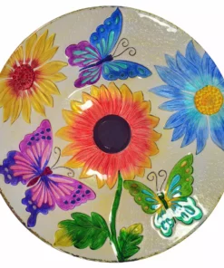 TeamsonUS Teamson Home Outdoor 18" Hand Painted Butterfly Fusion Glass Solar Bird Bath W/ Stand 10 TeamsonUS Teamson Home Outdoor 18
