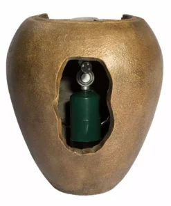 TeamsonUS Teamson Home Large Outdoor Water Fountain Pot With Fire Pit And Fire Glass, Brown New