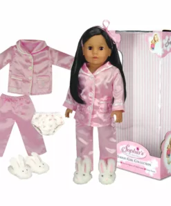 TeamsonUS Sophia's - 18" Doll - Doll Julia With Satin Pajama, Bunny Slippers, Hair Ribbon - Pink Kids