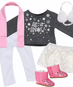 TeamsonUS Sophia's 6 Piece 'Let It Snow' Sweater And Skirt Outfit Set For 18'' Dolls