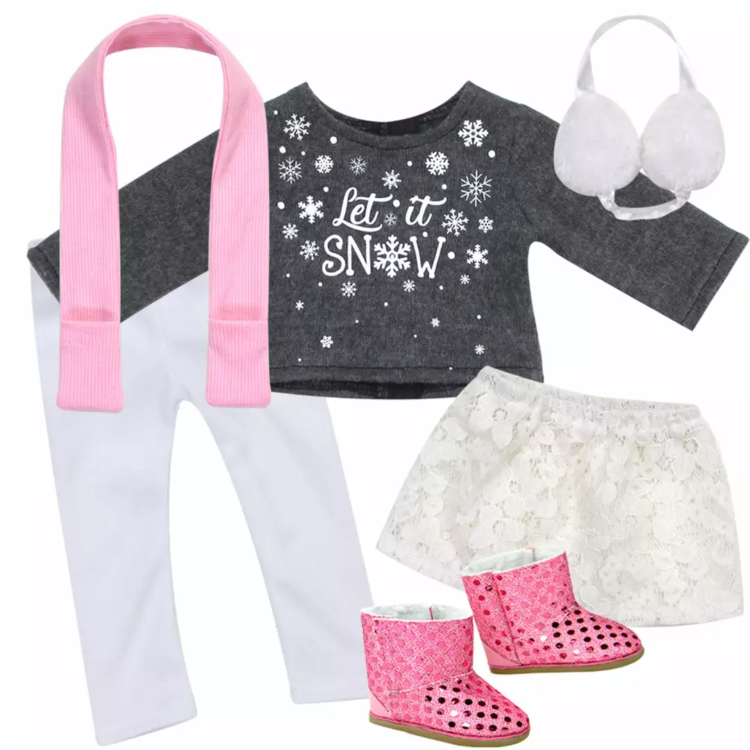 TeamsonUS Sophia's 6 Piece 'Let It Snow' Sweater And Skirt Outfit Set For 18'' Dolls 3 TeamsonUS Sophia's 6 Piece 'Let It Snow' Sweater And Skirt Outfit Set For 18'' Dolls