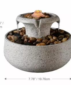 TeamsonUS Teamson Home Natural Tabletop Tiered Fountain With LED Light, Stone 10 TeamsonUS Teamson Home Natural Tabletop Tiered Fountain With LED Light, Stone