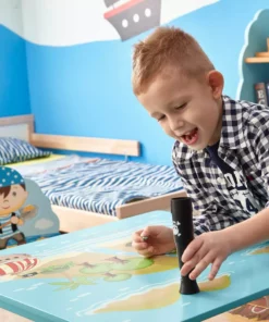 TeamsonUS Fantasy Fields Painted Wooden Pirate Island Table, Multicolor Kids