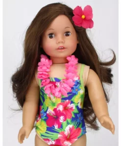 TeamsonUS Kids Sophia's 4 Piece Hawaiian Floral Bathing Suit Set For 18'' Dolls