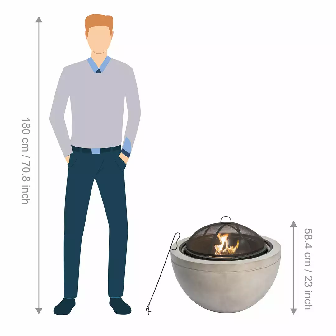 TeamsonUS Teamson Home 30" Outdoor Round Wood Burning Fire Pit With Faux Concrete Base, Gray 6 TeamsonUS Teamson Home 30" Outdoor Round Wood Burning Fire Pit With Faux Concrete Base, Gray