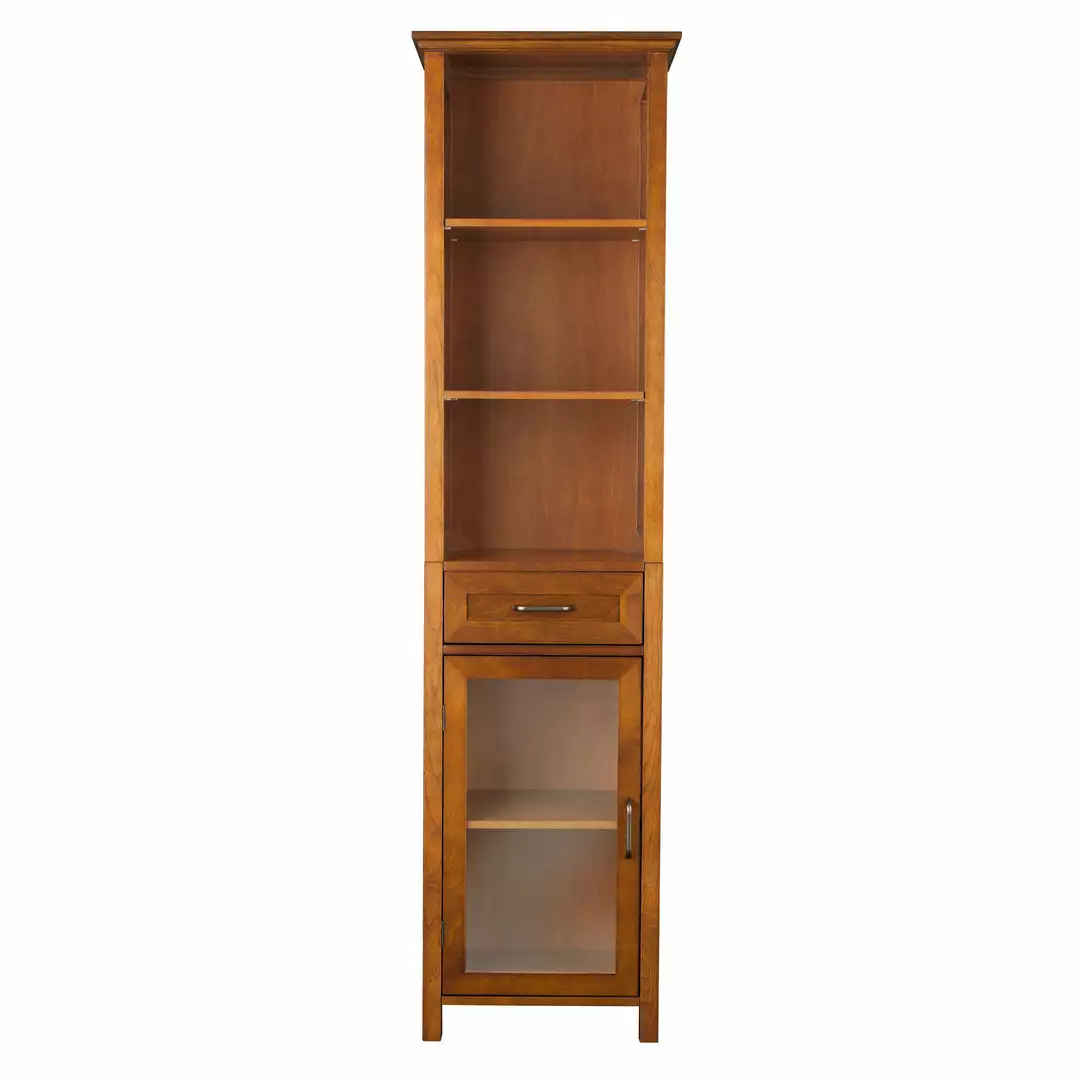 TeamsonUS Teamson Home Oil Oak Finish Bathroom Linen Storage Cabinet With 1 Drawer And 3 Open Shelves, Brown 3 TeamsonUS Teamson Home Oil Oak Finish Bathroom Linen Storage Cabinet With 1 Drawer And 3 Open Shelves, Brown