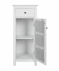 TeamsonUS Teamson Home Connor Floor Cabinet With Adjustable Shelf And Storage Drawer, White