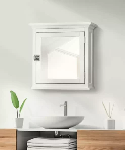 TeamsonUS Teamson Home Madison Removable Wooden Medicine Cabinet With Mirrored Door, White