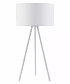 TeamsonUS Teamson Home Eli Modern 19.7" Tripod Table Lamp With Drum Shade, White