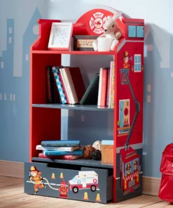 TeamsonUS Fantasy Fields Little Fire Fighters Bookshelf With Drawer, Red 8 TeamsonUS Fantasy Fields Little Fire Fighters Bookshelf With Drawer, Red