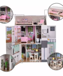 TeamsonUS New Olivia's Little World Wooden Dreamland Farmhouse Dollhouse Set